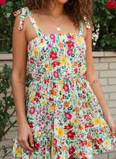 Knotted Tie Strap Ruffle Mini Dress - Kloset 6