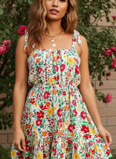 Knotted Tie Strap Ruffle Mini Dress - Kloset 6
