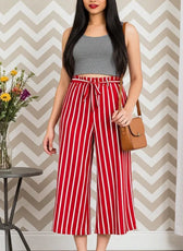 Striped Tie Front Poncho Pants - Kloset 6