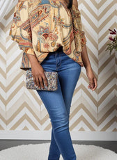 Off Shoulder Floral Ruched Blouse - Kloset 6