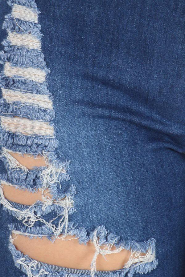 High Waist Bermuda Distressed Shorts