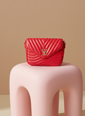 Chevron Quilted Crossbody Bag With V Accent - Kloset 6