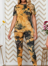 Brown Tie Dye Leggings Two-Piece Set - Kloset 6