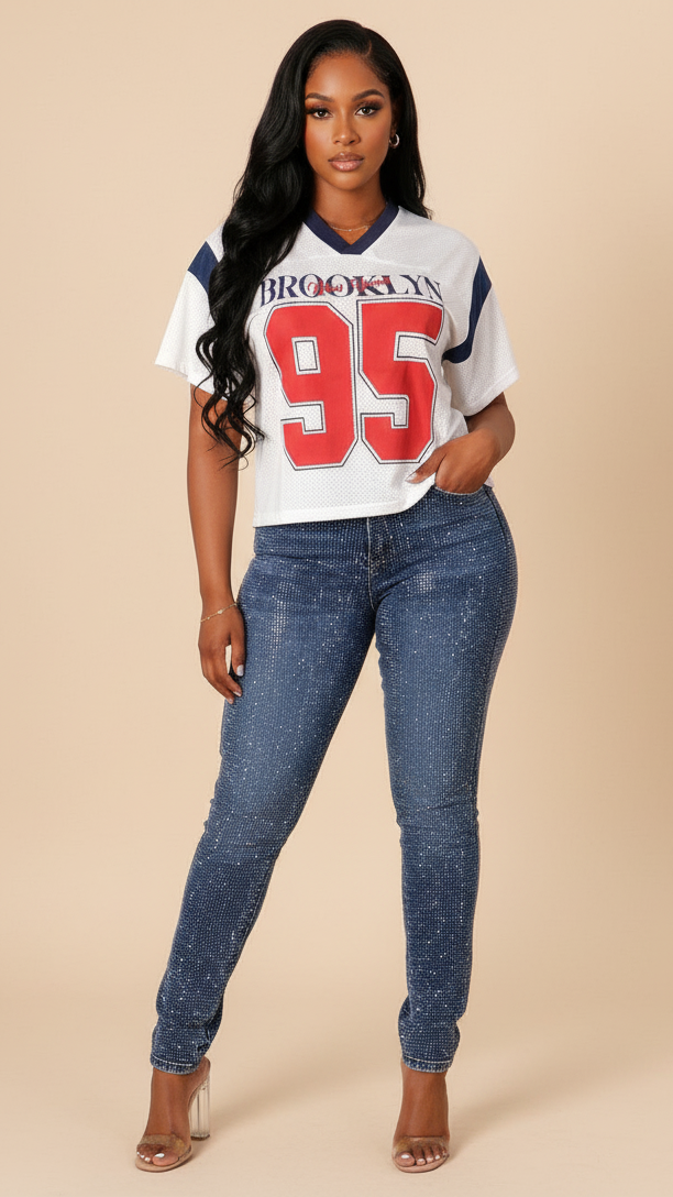 Mesh "Brooklyn" Oversized Jersey Top