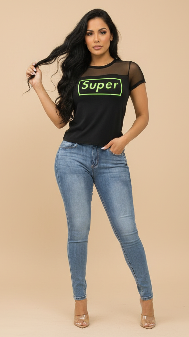 Super Kute Mesh Graphic Top
