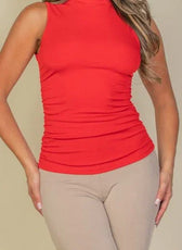 Ruched Side Sleeveless Ribbed Top - Kloset 6