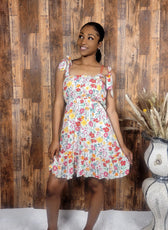 Knotted Tie Strap Ruffle Mini Dress - Kloset 6