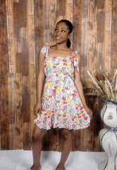 Knotted Tie Strap Ruffle Mini Dress - Kloset 6