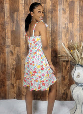 Knotted Tie Strap Ruffle Mini Dress - Kloset 6