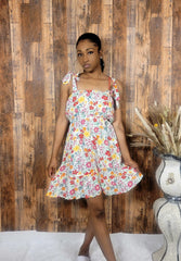 Knotted Tie Strap Ruffle Mini Dress - Kloset 6