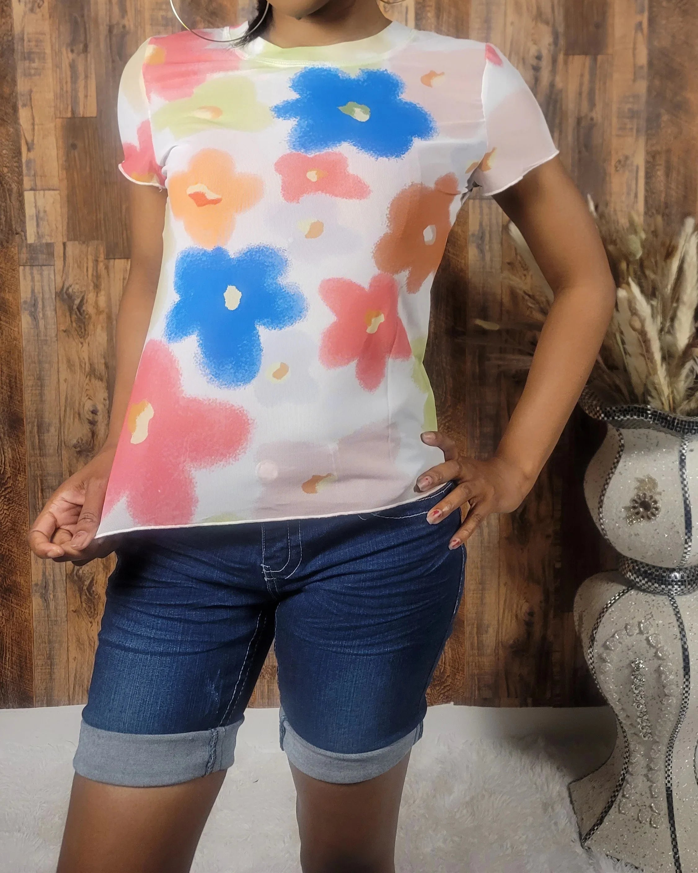 Flower Mesh Small T-Shirt - Kloset 6