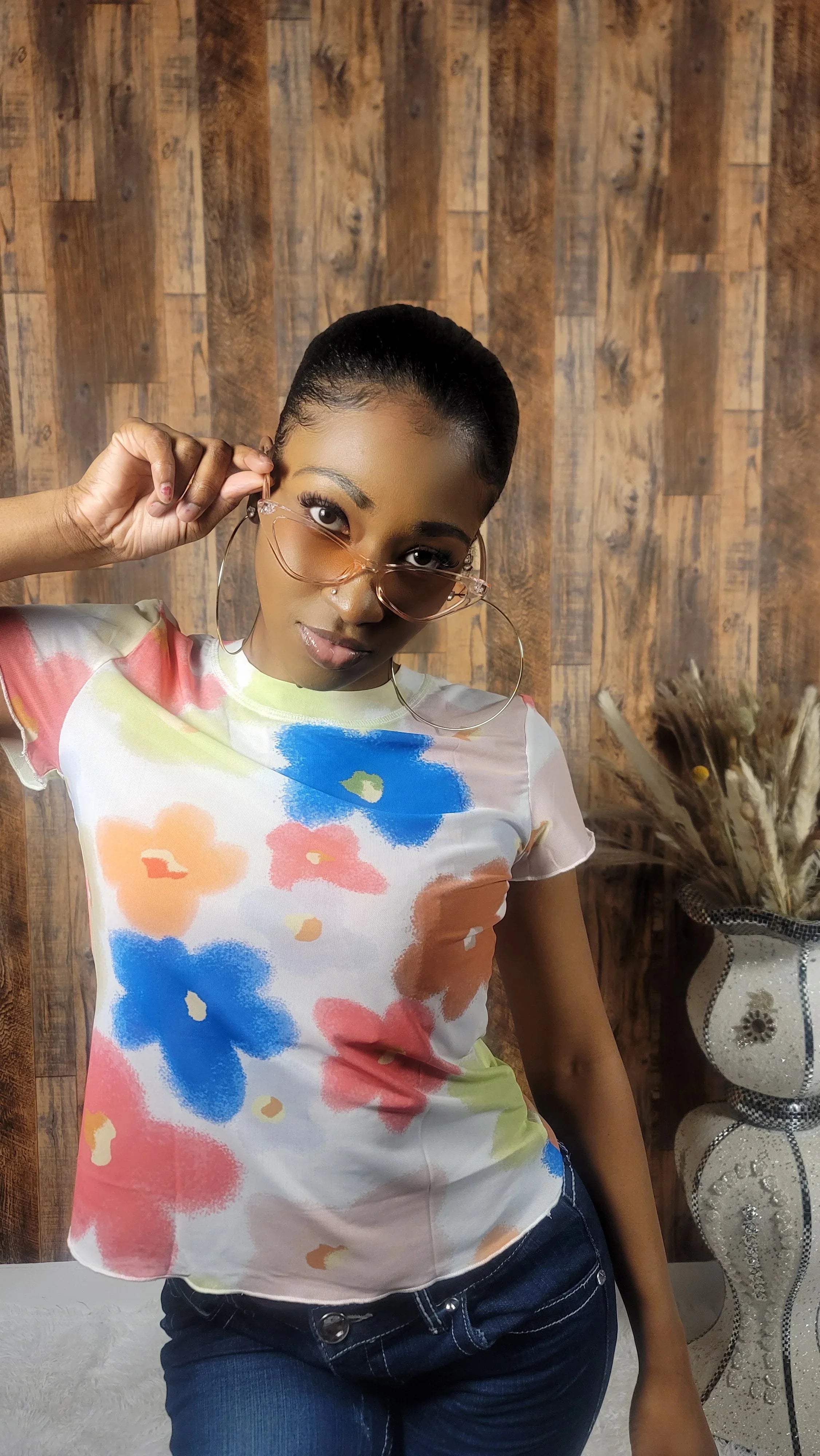 Flower Mesh Small T-Shirt - Kloset 6