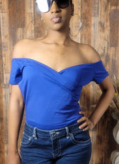 Off Shoulder Criss Cross Front Bodysuit Top - Kloset 6