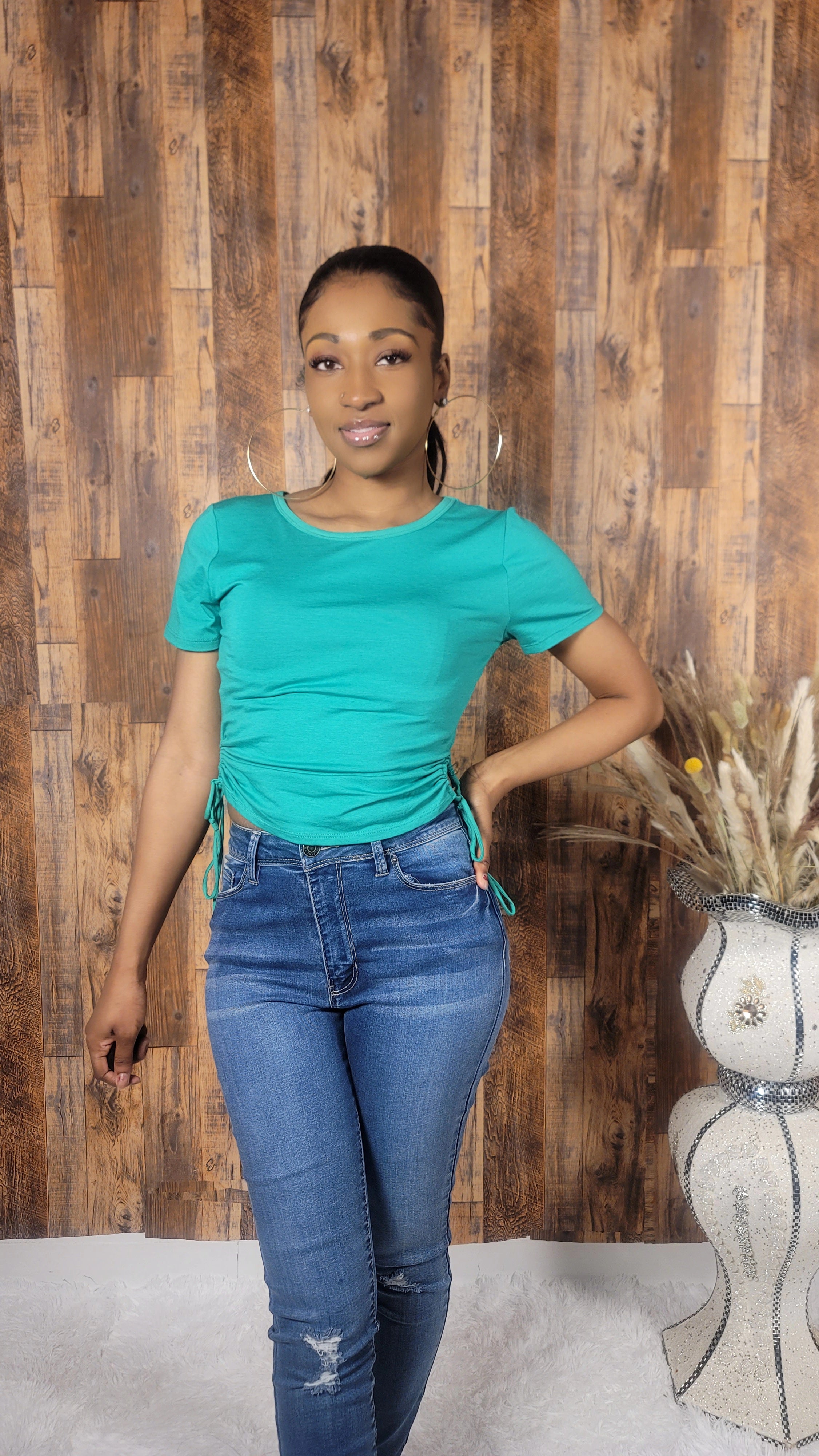 Green Side Hole Detail Crop Top - Kloset 6