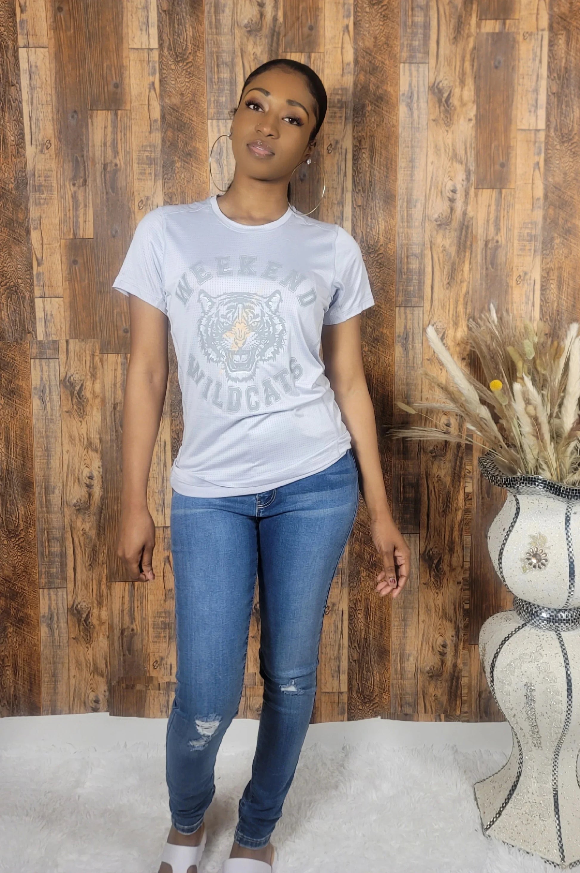 'Weekend Cats' Short Sleeve Graphic Top - Kloset 6