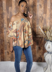 Off Shoulder Floral Ruched Blouse - Kloset 6