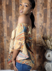 Off Shoulder Floral Ruched Blouse - Kloset 6