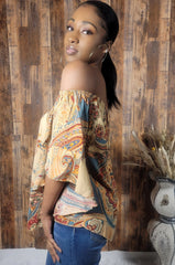 Off Shoulder Floral Ruched Blouse - Kloset 6