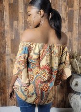 Off Shoulder Floral Ruched Blouse - Kloset 6