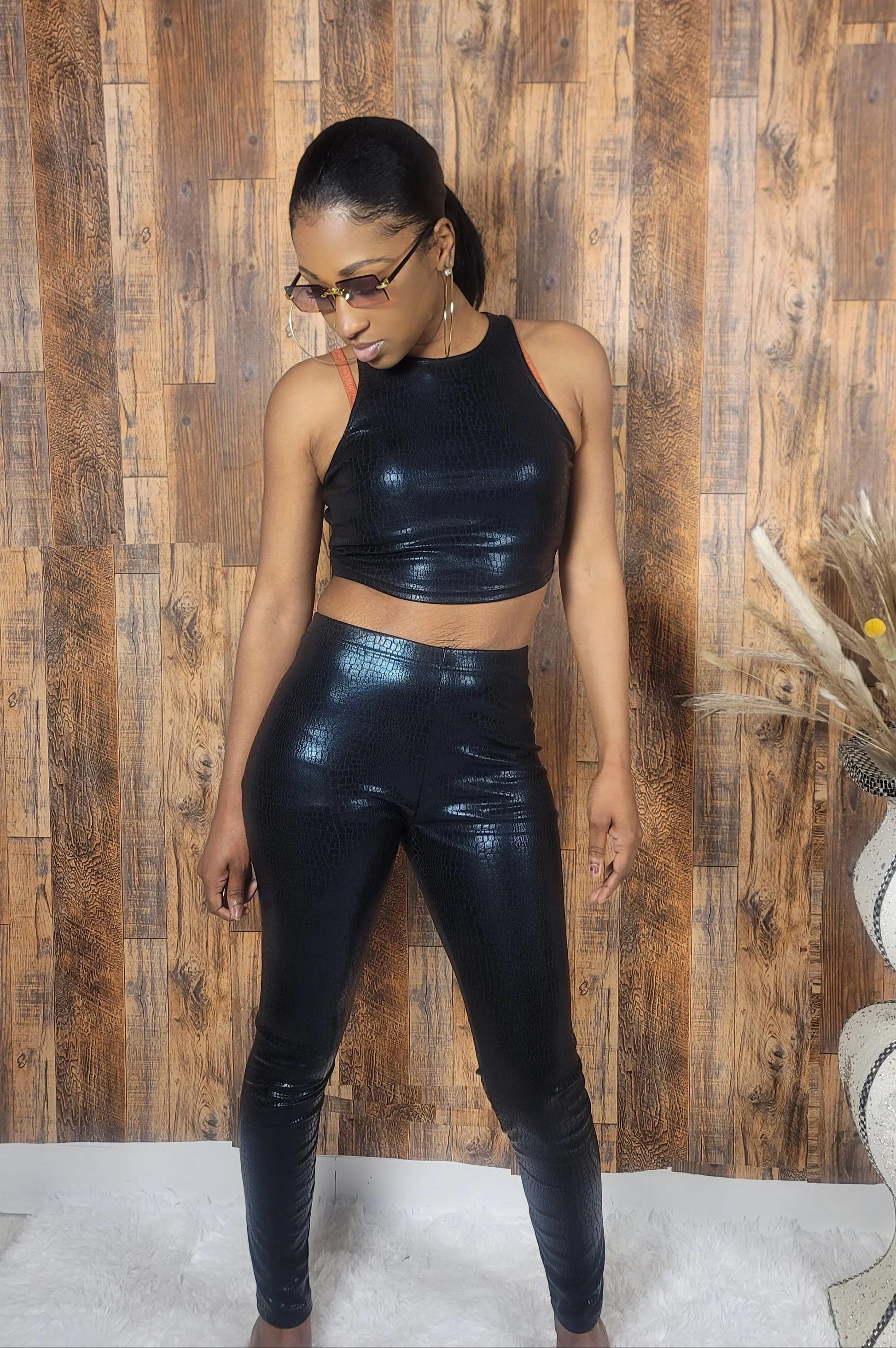 Snakeskin Print Two-Piece Set - Kloset 6