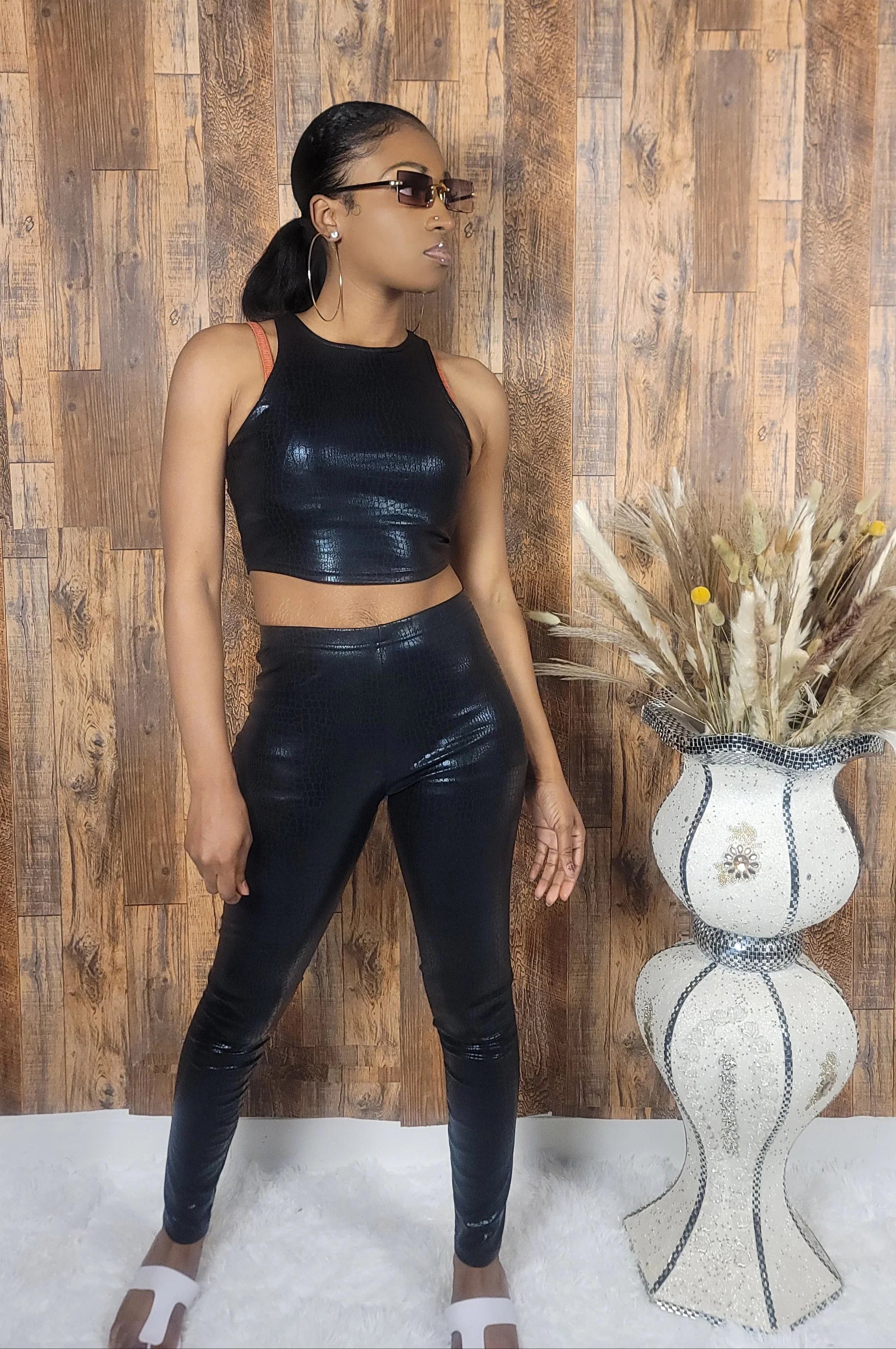 Snakeskin Print Two-Piece Set - Kloset 6