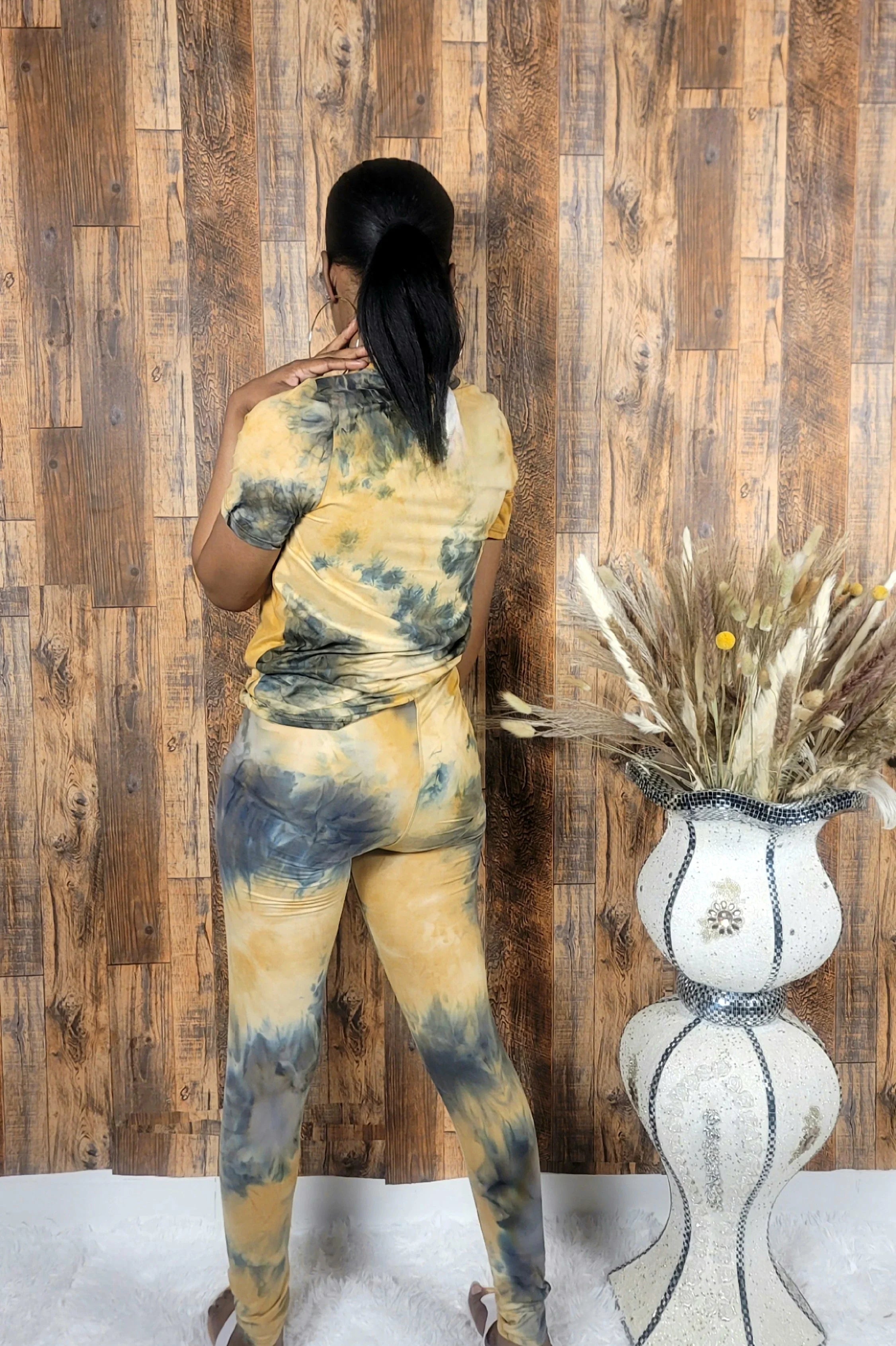 Brown Tie Dye Leggings Two-Piece Set - Kloset 6
