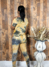 Brown Tie Dye Leggings Two-Piece Set - Kloset 6