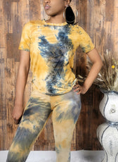 Brown Tie Dye Leggings Two-Piece Set - Kloset 6
