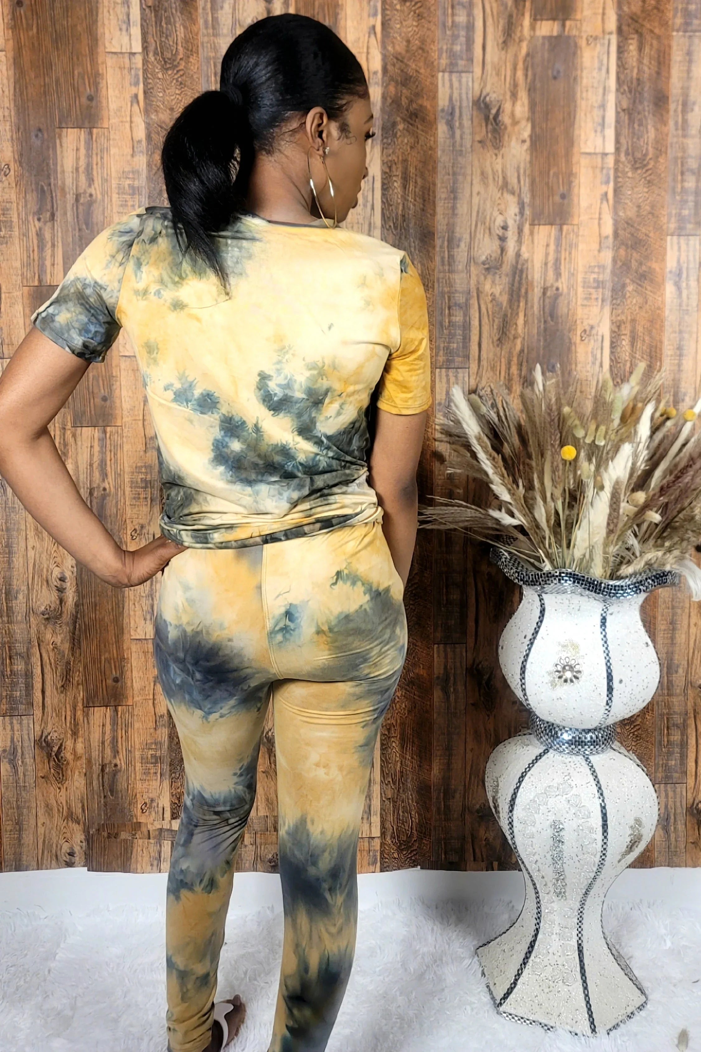 Brown Tie Dye Leggings Two-Piece Set - Kloset 6