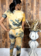Brown Tie Dye Leggings Two-Piece Set - Kloset 6