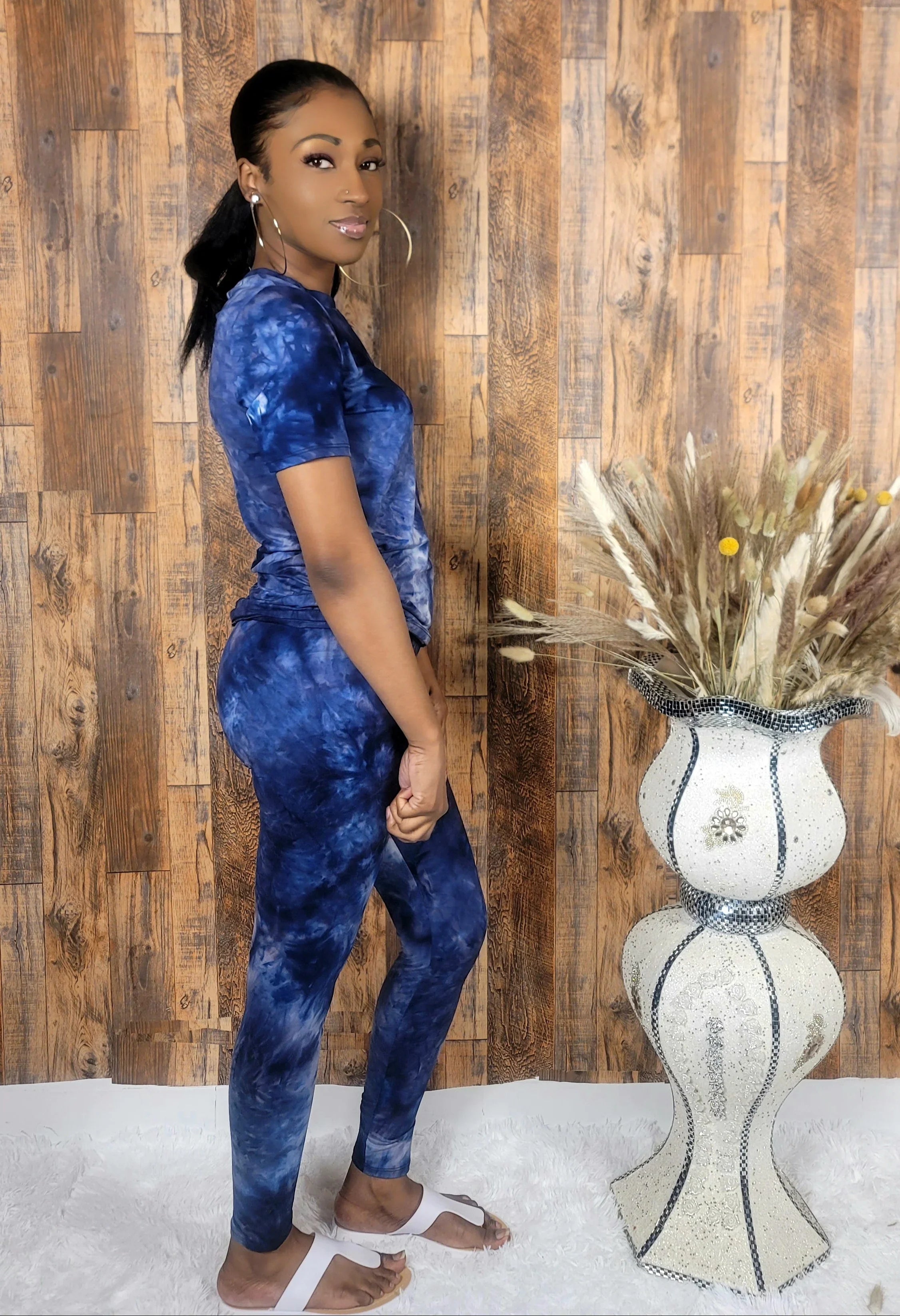 Blue Top and Leggings Two-Piece Set - Kloset 6