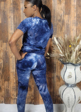 Blue Top and Leggings Two-Piece Set - Kloset 6