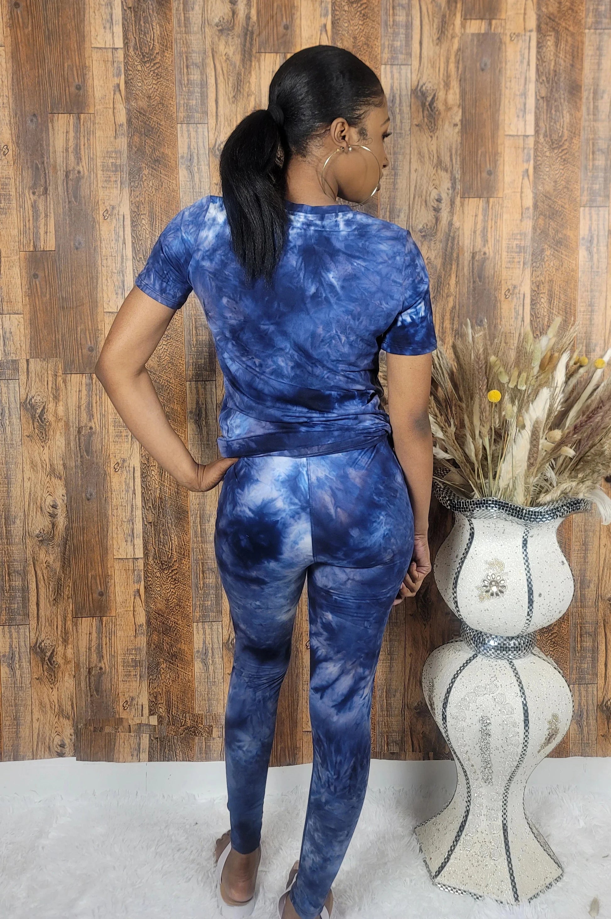 Blue Top and Leggings Two-Piece Set - Kloset 6