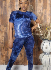Blue Top and Leggings Two-Piece Set - Kloset 6