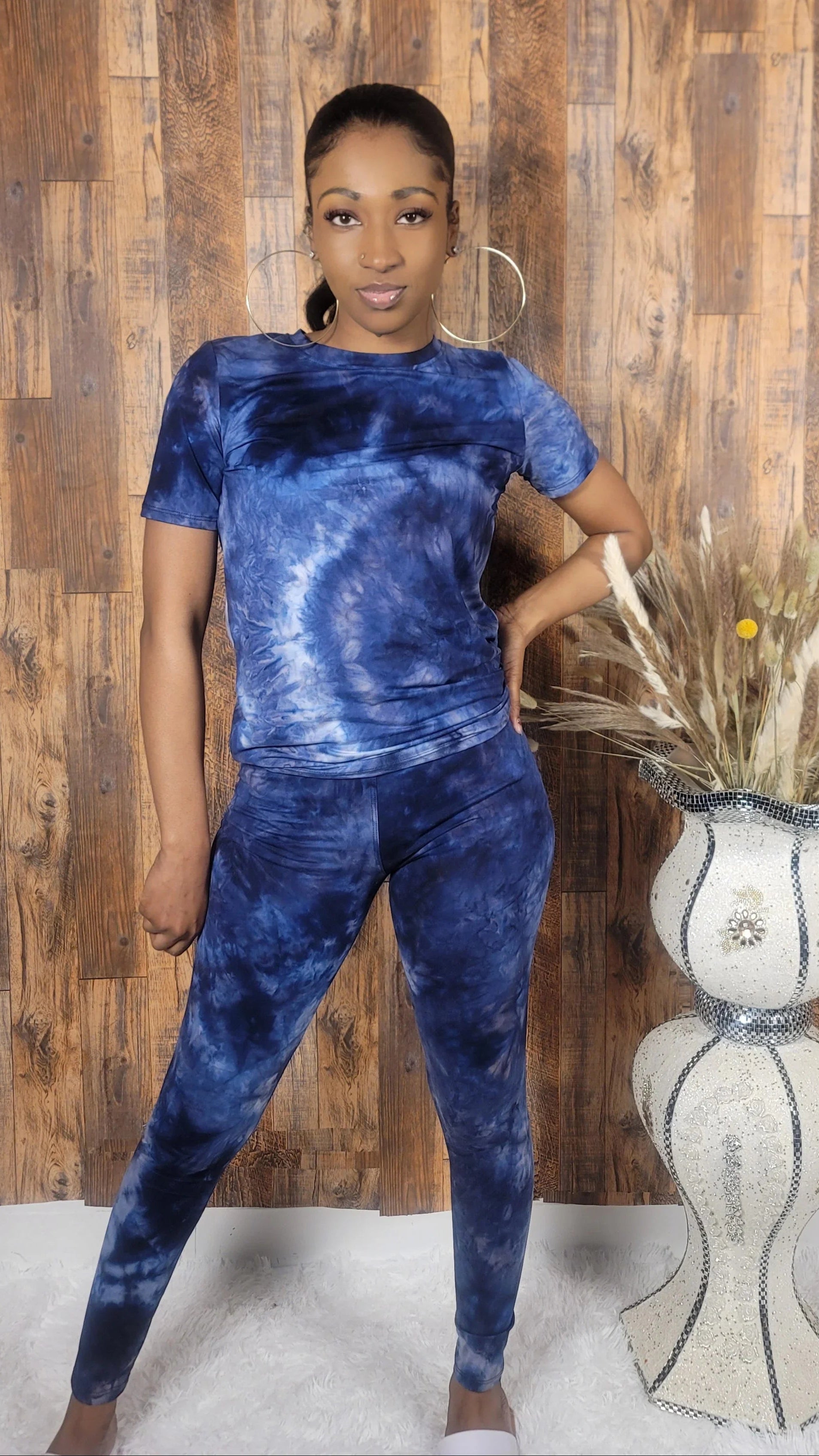 Blue Top and Leggings Two-Piece Set - Kloset 6