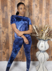 Blue Top and Leggings Two-Piece Set - Kloset 6