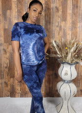 Blue Top and Leggings Two-Piece Set - Kloset 6
