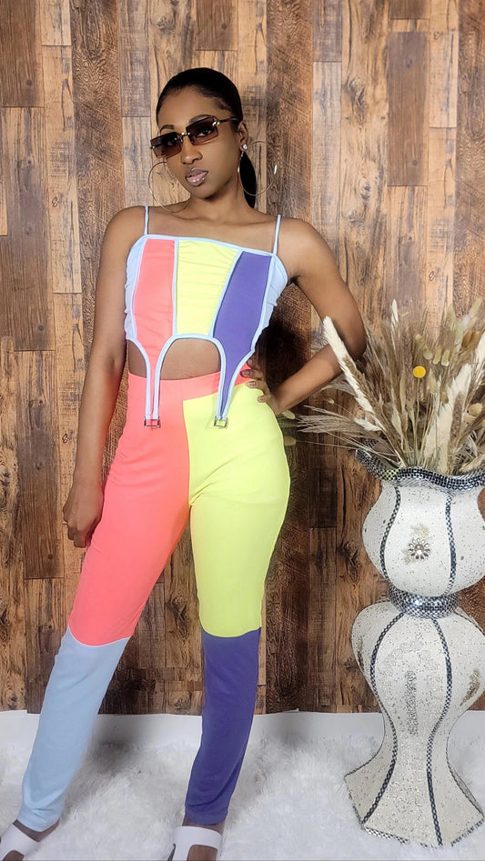 Colorblock Crop Top & Leggings Two-Piece Set - Kloset 6