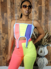 Colorblock Crop Top & Leggings Two-Piece Set - Kloset 6
