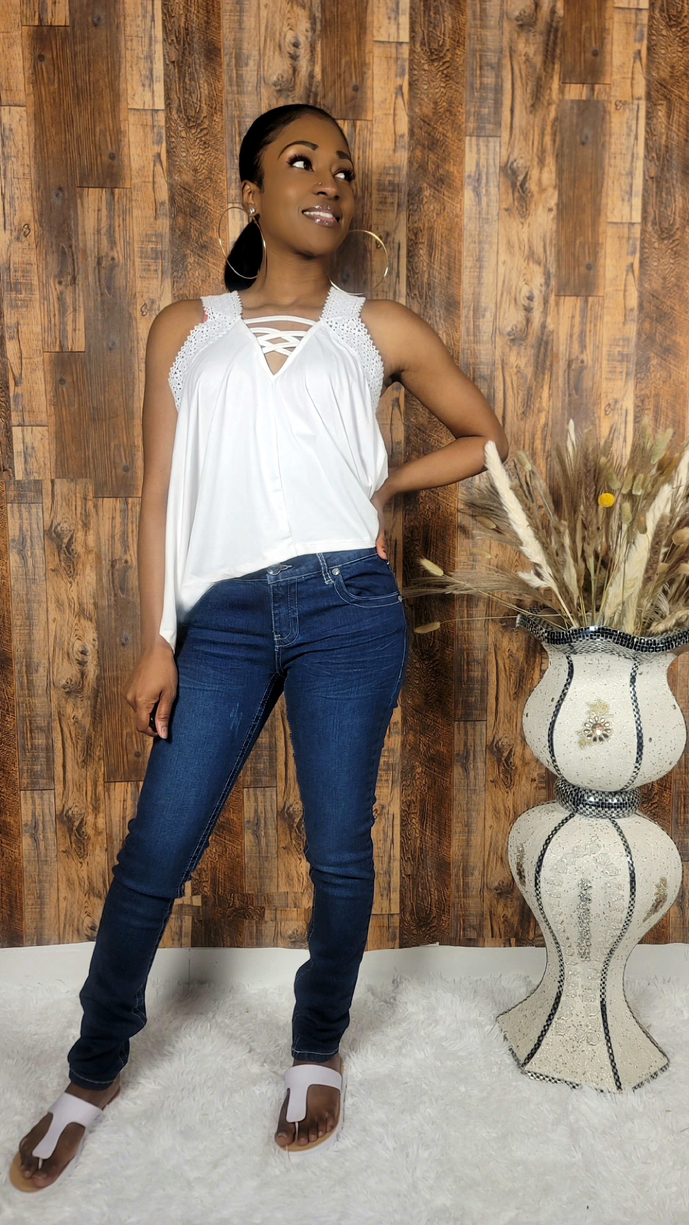 Diamond Bell Button Denim Jeans - Kloset 6