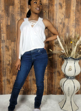Diamond Bell Button Denim Jeans - Kloset 6