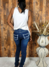Diamond Bell Button Denim Jeans - Kloset 6