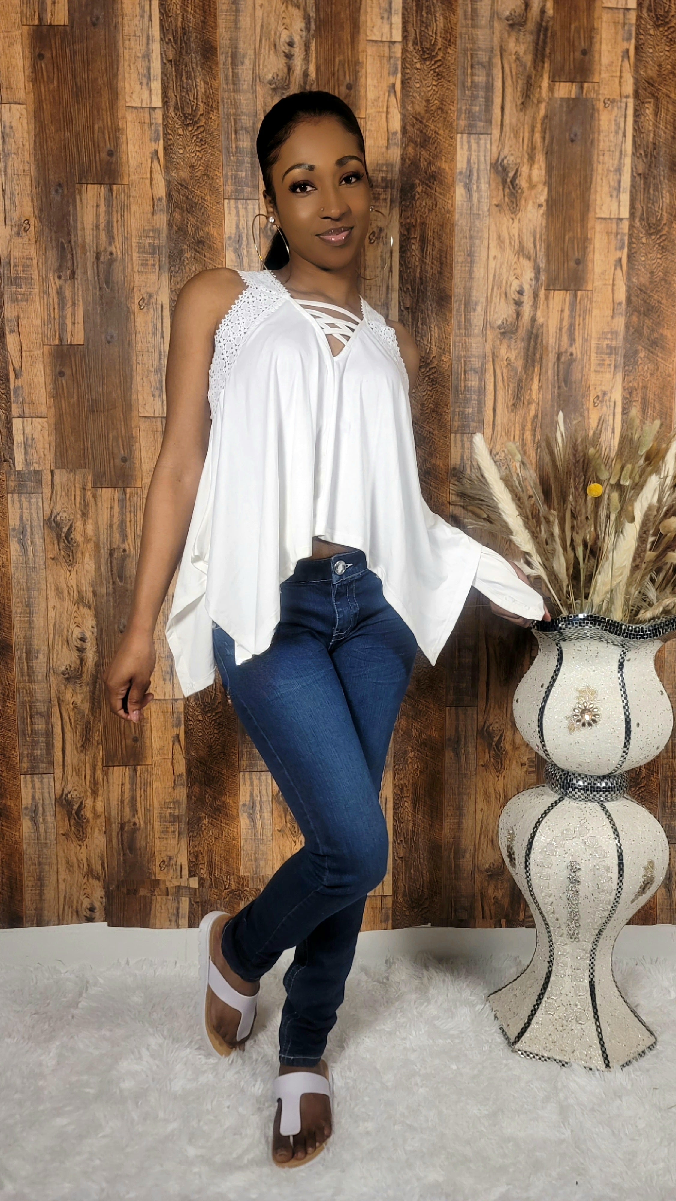 Diamond Bell Button Denim Jeans - Kloset 6