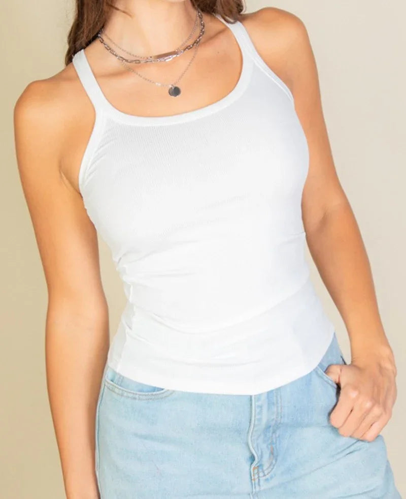 Solid Ribbed Knit Camisole Top - Kloset 6