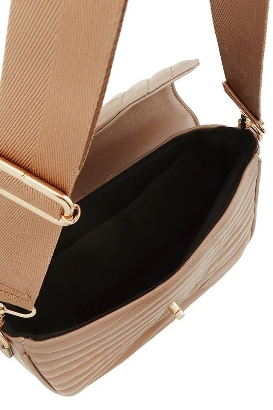 Chevron Quilted Crossbody Bag With V Accent - Kloset 6