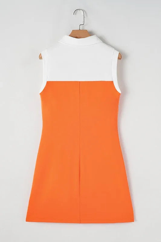 Orange Colorblock Athletic Mini Dress - Kloset 6