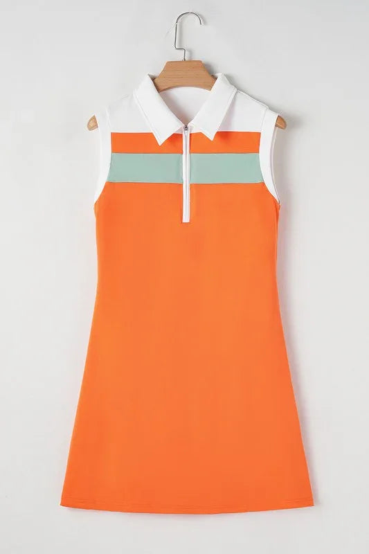 Orange Colorblock Athletic Mini Dress - Kloset 6