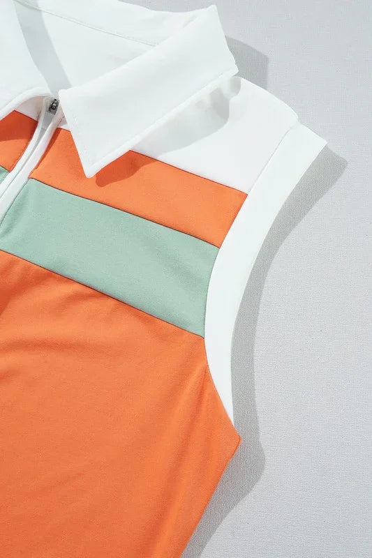 Orange Colorblock Athletic Mini Dress - Kloset 6