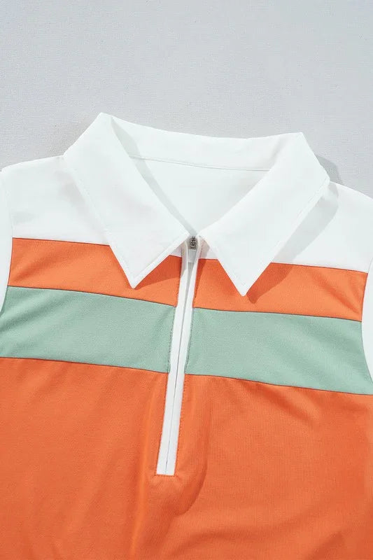Orange Colorblock Athletic Mini Dress - Kloset 6