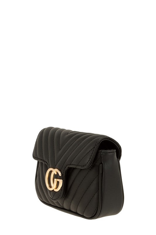 Chevron Quilted CG Buckle Crossbody Bag - Kloset 6